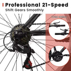 Okak 24IN Carbon Steel Frame Mountain Bike, 21-Speed Kids Bike with Dual V-Brake and Ergonomic Saddle, Bicycle for Commuting, Travel