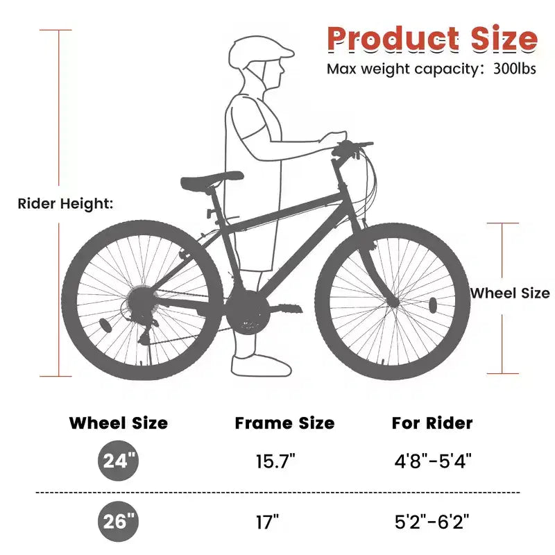 Okak 24IN Carbon Steel Frame Mountain Bike, 21-Speed Kids Bike with Dual V-Brake and Ergonomic Saddle, Bicycle for Commuting, Travel