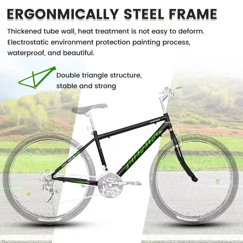 Okak 24IN Carbon Steel Frame Mountain Bike, 21-Speed Kids Bike with Dual V-Brake and Ergonomic Saddle, Bicycle for Commuting, Travel