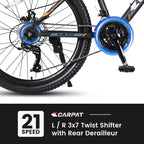 Okak 24IN Mountain Bike with Steel Frame, Kids Bike with Shimano 21 Speed, Daul Disc Brakes and Front Suspension, Bicycle for Teens