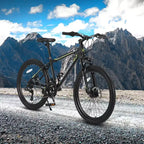 Okak 24IN Mountain Bike with Steel Frame, Kids Bike with Shimano 21 Speed, Daul Disc Brakes and Front Suspension, Bicycle for Teens