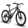Okak 24IN Mountain Bike with Steel Frame, Kids Bike with Shimano 21 Speed, Daul Disc Brakes and Front Suspension, Bicycle for Teens