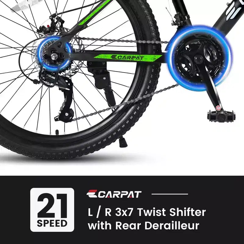 Mountain bike Okak 26" con 21 velocità e freni a disco, bici da cross per ragazzi con telaio in acciaio ad alto tenore di carbonio, bici da uomo per adulti e adolescenti