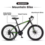 Mountain bike Okak 26" con 21 velocità e freni a disco, bici da cross per ragazzi con telaio in acciaio ad alto tenore di carbonio, bici da uomo per adulti e adolescenti