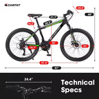 Mountain bike Okak 26" con 21 velocità e freni a disco, bici da cross per ragazzi con telaio in acciaio ad alto tenore di carbonio, bici da uomo per adulti e adolescenti