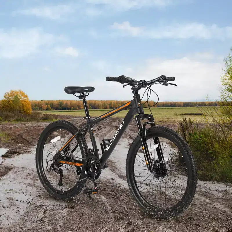 Mountain bike Okak 26" con 21 velocità e freni a disco, bici da cross per ragazzi con telaio in acciaio ad alto tenore di carbonio, bici da uomo per adulti e adolescenti