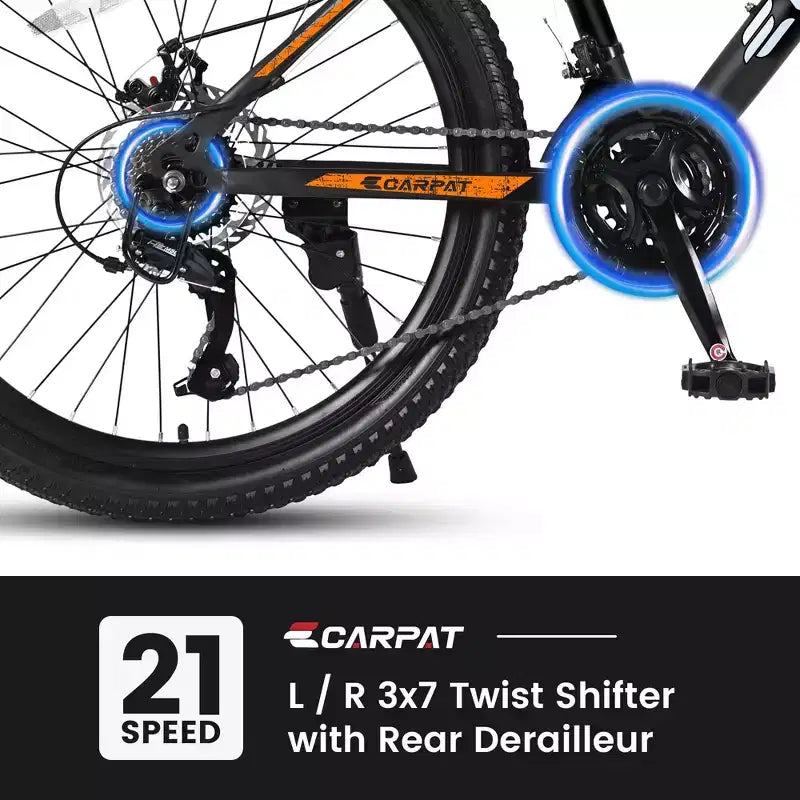 Mountain bike Okak 26" con 21 velocità e freni a disco, bici da cross per ragazzi con telaio in acciaio ad alto tenore di carbonio, bici da uomo per adulti e adolescenti