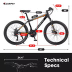 Mountain bike Okak 26" con 21 velocità e freni a disco, bici da cross per ragazzi con telaio in acciaio ad alto tenore di carbonio, bici da uomo per adulti e adolescenti