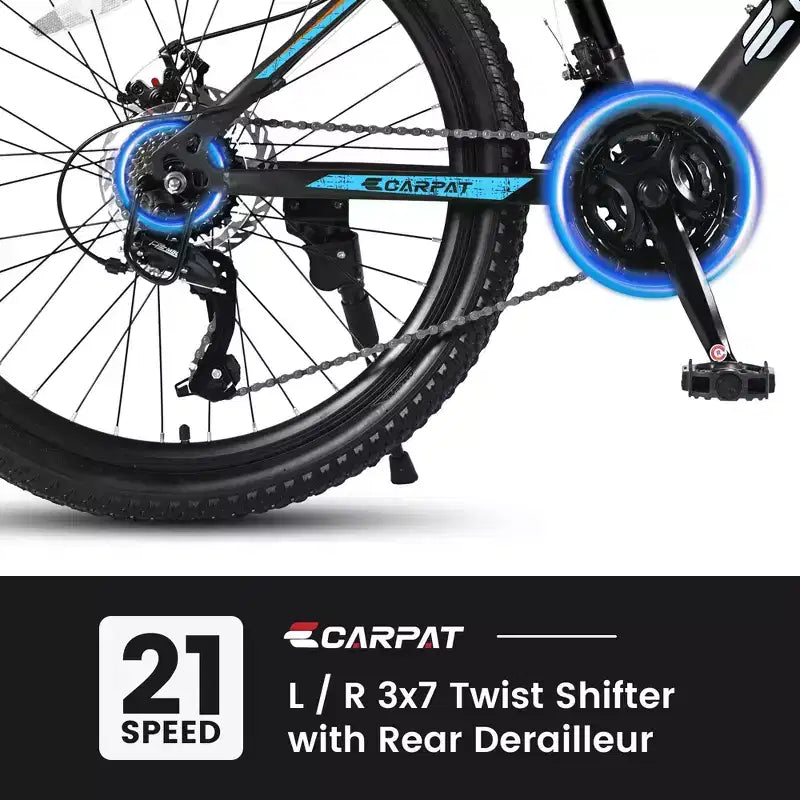 Mountain bike Okak 26" con 21 velocità e freni a disco, bici da cross per ragazzi con telaio in acciaio ad alto tenore di carbonio, bici da uomo per adulti e adolescenti