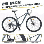 Mountain bike Okak 29IN con sistema a 8 velocità, bici da cross con telaio in acciaio e sospensione anteriore, bici per adulti per uomo, donna, ragazzo e ragazza