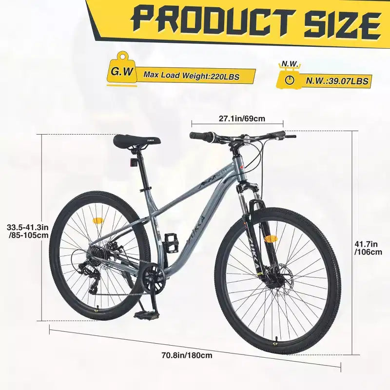Mountain bike Okak 29IN con sistema a 8 velocità, bici da cross con telaio in acciaio e sospensione anteriore, bici per adulti per uomo, donna, ragazzo e ragazza