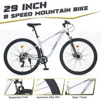 Mountain bike Okak 29IN con sistema a 8 velocità, bici da cross con telaio in acciaio e sospensione anteriore, bici per adulti per uomo, donna, ragazzo e ragazza
