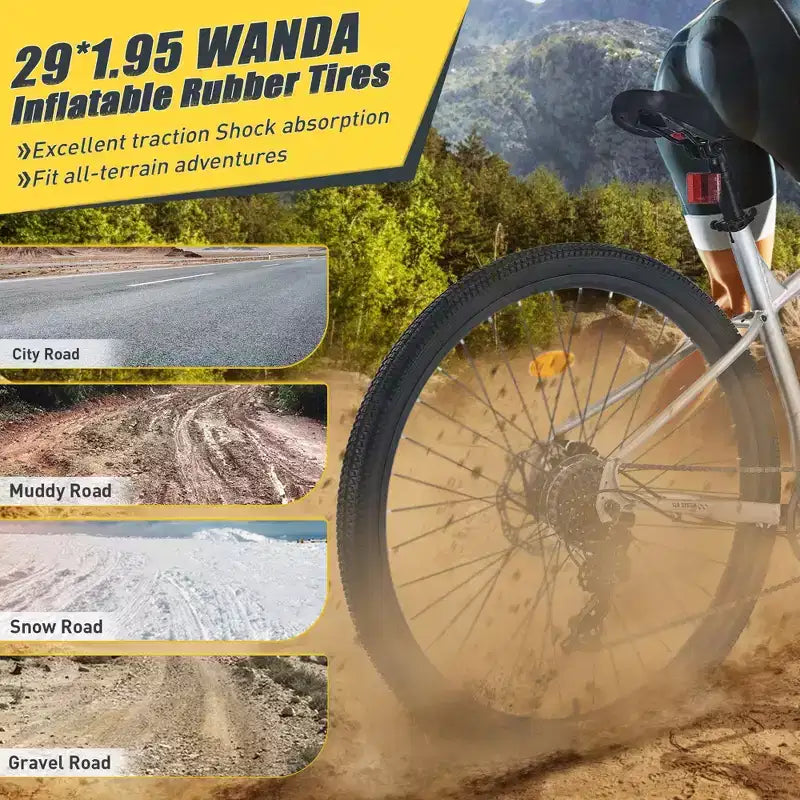 Mountain bike Okak 29IN con sistema a 8 velocità, bici da cross con telaio in acciaio e sospensione anteriore, bici per adulti per uomo, donna, ragazzo e ragazza