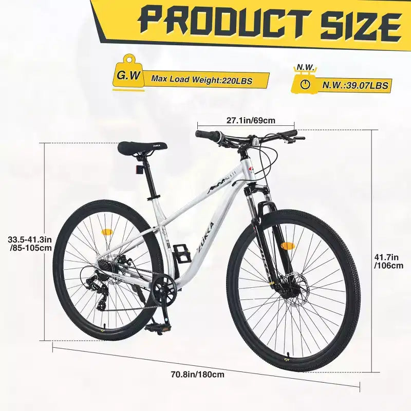 Mountain bike Okak 29IN con sistema a 8 velocità, bici da cross con telaio in acciaio e sospensione anteriore, bici per adulti per uomo, donna, ragazzo e ragazza