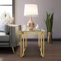 Modern Accent Table with Glass Top, Metal Frame - Stylish Square Side Table for Living Room, Bedroom, Office - End Table for Home Decor - 24 Gold