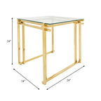 Tavolino Moderno con Piano in Vetro, Struttura in Metallo - Elegante Tavolino Quadrato per Soggiorno, Camera da Letto, Ufficio - Tavolino d'Appoggio per Arredamento Casa - Oro 24