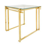 Tavolino Moderno con Piano in Vetro, Struttura in Metallo - Elegante Tavolino Quadrato per Soggiorno, Camera da Letto, Ufficio - Tavolino d'Appoggio per Arredamento Casa - Oro 24