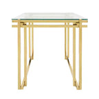 Tavolino Moderno con Piano in Vetro, Struttura in Metallo - Elegante Tavolino Quadrato per Soggiorno, Camera da Letto, Ufficio - Tavolino d'Appoggio per Arredamento Casa - Oro 24
