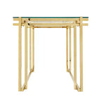 Tavolino Moderno con Piano in Vetro, Struttura in Metallo - Elegante Tavolino Quadrato per Soggiorno, Camera da Letto, Ufficio - Tavolino d'Appoggio per Arredamento Casa - Oro 24