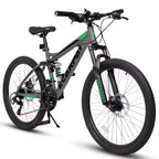 Okak Bici da Montagna da 27.5 pollici con Ammortizzatori Anteriori e Posteriori, Bici da Cross a 21 Velocità con Freno a Disco Meccanico, Bici per Adulti Uomo e Donna
