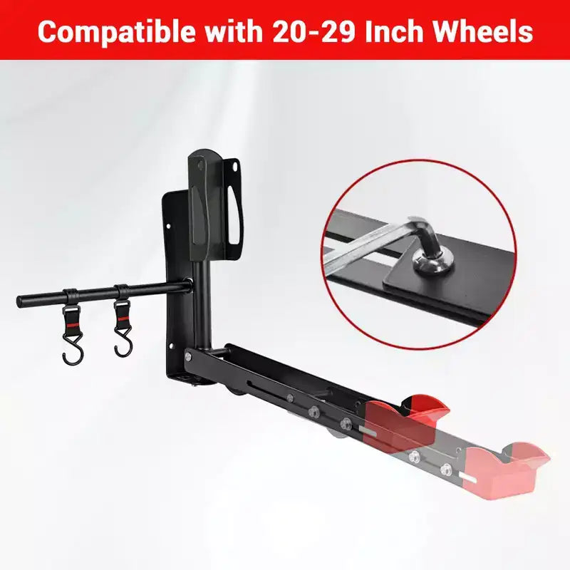 Black Swivel Foldable Bike Wall Mount C Adjustable Bicycle Hanger for 20-29 Wheels, Heavy Duty Garage Storage (1-Pack)