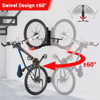 Black Swivel Foldable Bike Wall Mount C Adjustable Bicycle Hanger for 20-29 Wheels, Heavy Duty Garage Storage (1-Pack)