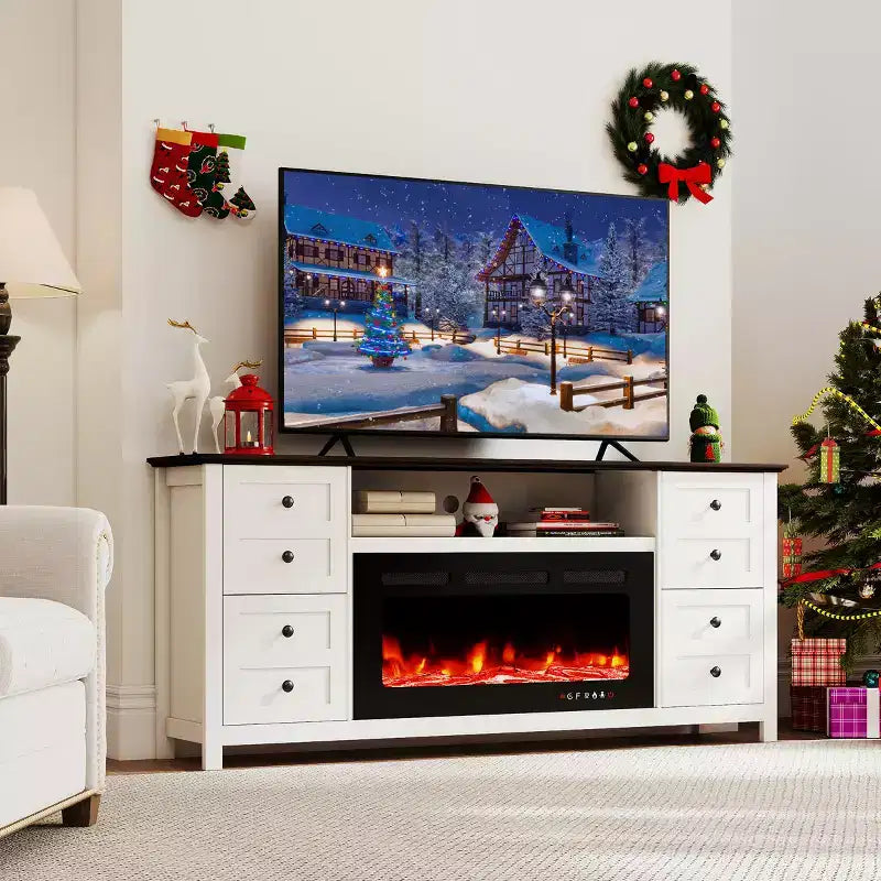 Mobile TV da 70" EROMMY con caminetto elettrico da 36" per TV fino a 80"
