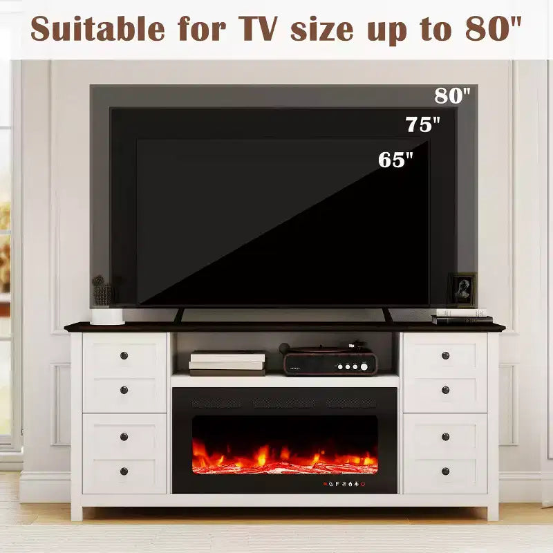 Mobile TV da 70" EROMMY con caminetto elettrico da 36" per TV fino a 80"