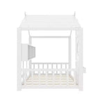 Whisen Twin Size Floor House Bed & Kids Montessori Bed, Playhouse Bed with Storage Shelf, Roof Design