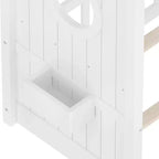 Whisen Twin Size Floor House Bed & Kids Montessori Bed, Playhouse Bed with Storage Shelf, Roof Design