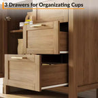 A sideboard with storage, made of wood, featuring 3 drawers and 1 cabinet, adjustable shelves, and wooden legs. Suitable for living rooms.