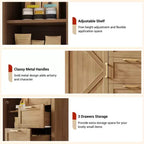 A sideboard with storage, made of wood, featuring 3 drawers and 1 cabinet, adjustable shelves, and wooden legs. Suitable for living rooms.