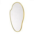 Vallia Brushed Gold Asymmetrical Irregular Wall Mirror ,22''x 34'' Unique Brass Frame Wall Mounted Mirror for Bathroom,Entryway,Nursery