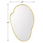 Vallia Brushed Gold Asymmetrical Irregular Wall Mirror ,22''x 34'' Unique Brass Frame Wall Mounted Mirror for Bathroom,Entryway,Nursery