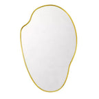 Vallia Brushed Gold Asymmetrical Irregular Wall Mirror ,22''x 34'' Unique Brass Frame Wall Mounted Mirror for Bathroom,Entryway,Nursery
