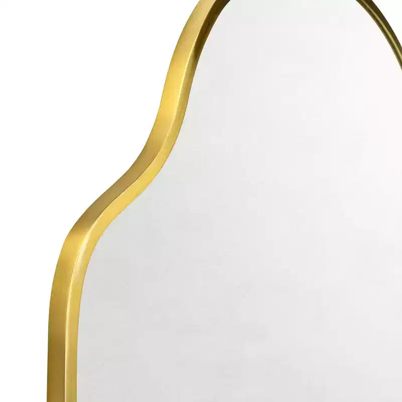 Vallia Brushed Gold Asymmetrical Irregular Wall Mirror ,22''x 34'' Unique Brass Frame Wall Mounted Mirror for Bathroom,Entryway,Nursery