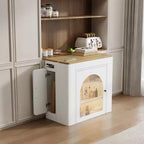 GDFStudio David Extendable Dining Table with 3 Removable Leaves and Space-Saving Storage Cabinet
