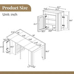 GDFStudio David Extendable Dining Table with 3 Removable Leaves and Space-Saving Storage Cabinet