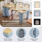 GDFStudio David Extendable Dining Table with 3 Removable Leaves and Space-Saving Storage Cabinet