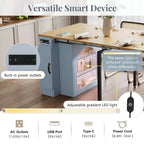 GDFStudio David Extendable Dining Table with 3 Removable Leaves and Space-Saving Storage Cabinet