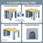 GDFStudio David Extendable Dining Table with 3 Removable Leaves and Space-Saving Storage Cabinet