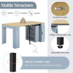GDFStudio David Extendable Dining Table with 3 Removable Leaves and Space-Saving Storage Cabinet