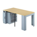 GDFStudio David Extendable Dining Table with 3 Removable Leaves and Space-Saving Storage Cabinet