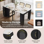 GDFStudio David Extendable Dining Table with 3 Removable Leaves and Space-Saving Storage Cabinet