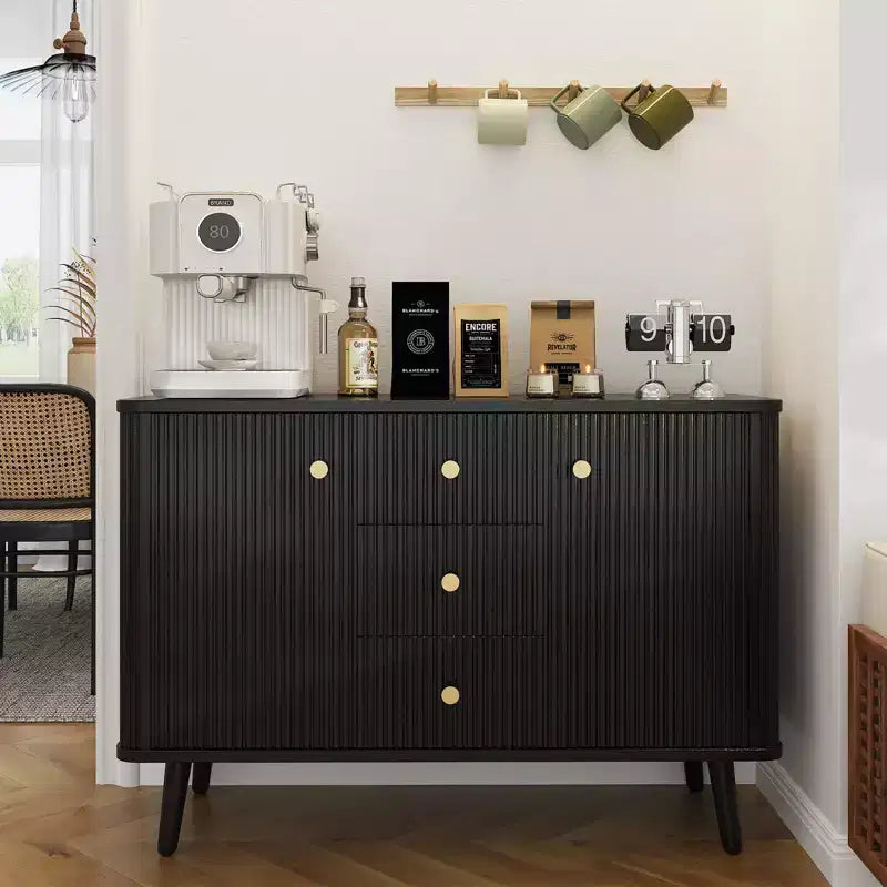 Cassettiera a 3 cassetti, armadio stretto da cucina, credenza moderna con scanalature laterali