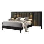 Letto Queen Size Royal Hampton, Struttura in Legno Marrone Scuro, Testiera Imbottita