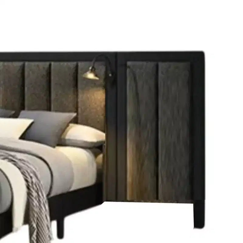 Letto Queen Size Royal Hampton, Struttura in Legno Marrone Scuro, Testiera Imbottita