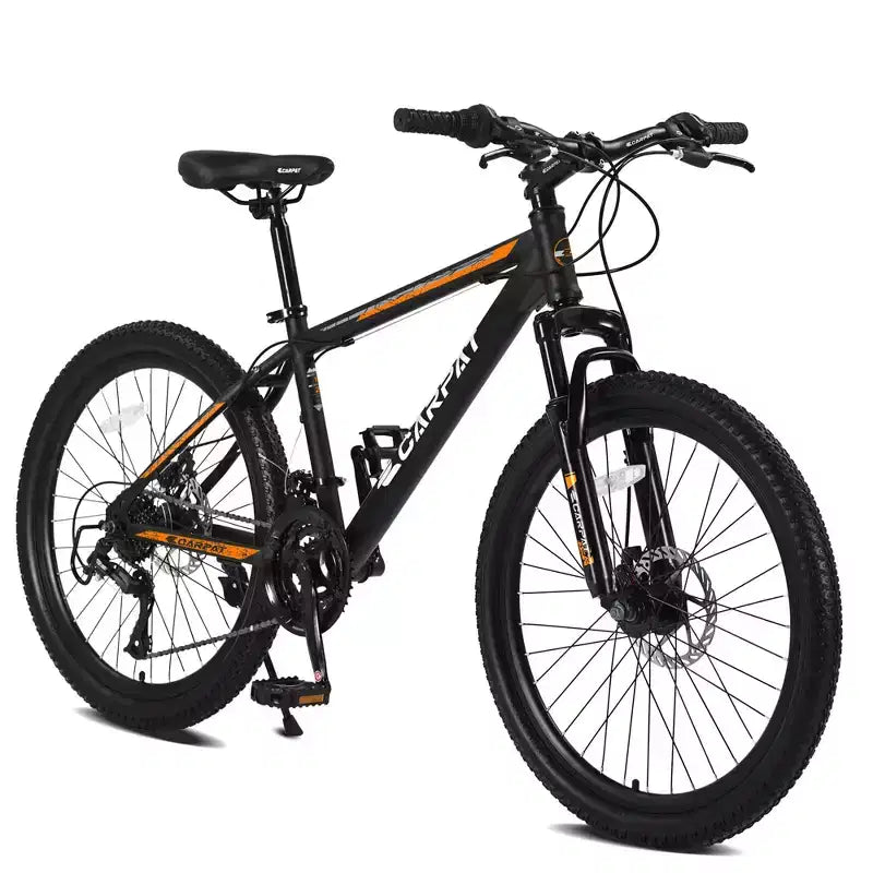 Okak Mountain Bike 26 pollici con 21 velocità e freni a disco meccanici, bici da adulto con telaio in acciaio ad alto tenore di carbonio, bici da cross per bambini e adulti
