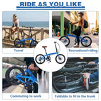Okak 20IN Folding Bike with Lightweight Aluminum Frame, 7-Speed Cruiser Bikes with Adjustable Seat and Handlebar for City Commuter, Blue