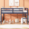 MAYEERTY Twin Loft Bed Solid Rubber Wooden with Ladder Bed Platform of Strengthened Slats Blue
